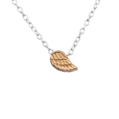 Sterling Silver & Rose Gold Wing Necklace