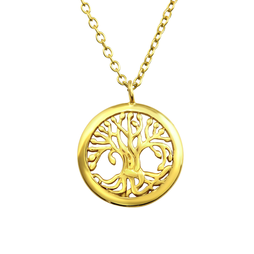 Sterling Silver Gold Plated Tree of Life Necklace