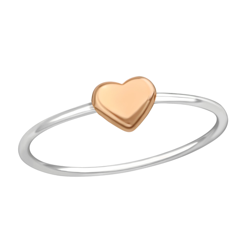 Sterling & Rose Gold Heart Ring