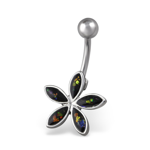 Surgical Steel Flower Belly Banana
