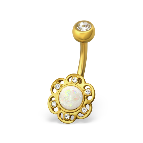 Surgical Steel Opal Belly Bar