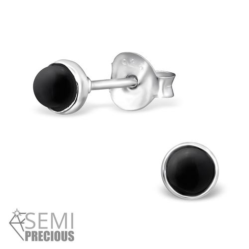 Sterling Round Stone Studs