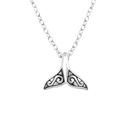 Stering Silver Whale Tail Necklace