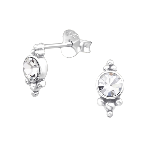 Sterling Silver Crystal Antique Studs