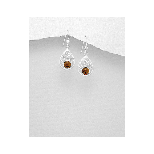 Sterling Silver & Amber Earrings