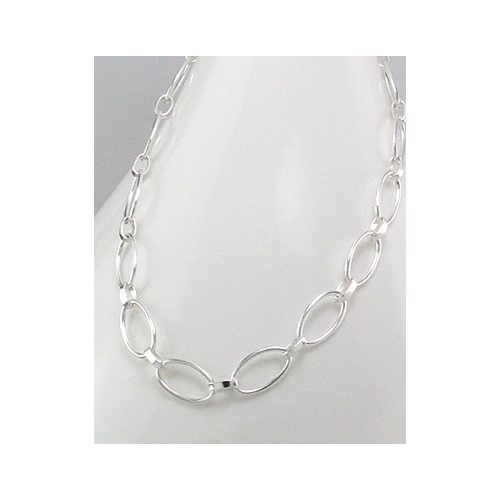 Sterling Silver Oval Links Necklace