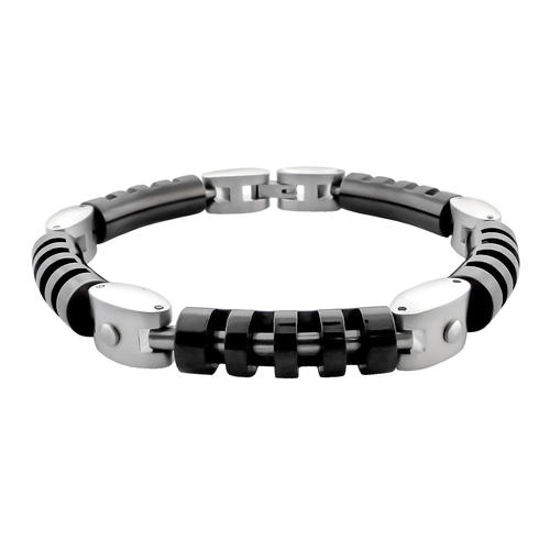 Surgical Steel Black & Silver Bracelet