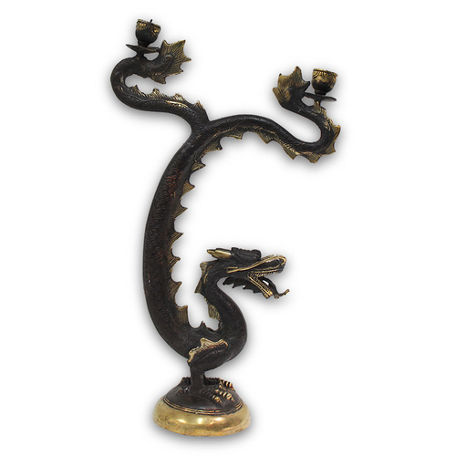 Bronze 33cm Dragon Candle Holder