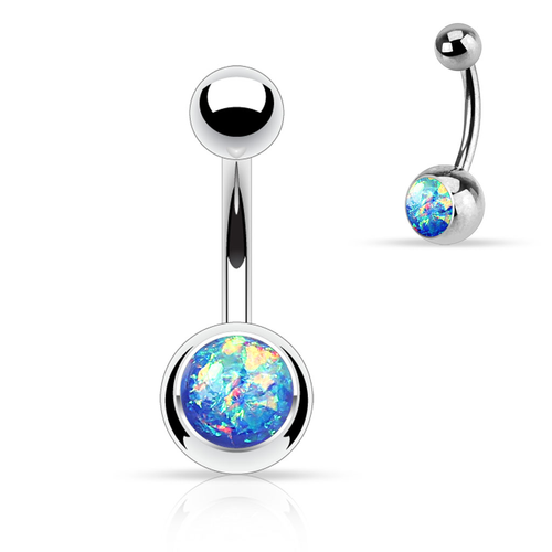 Surgical Steel and Synthetic Opal Belly Bar