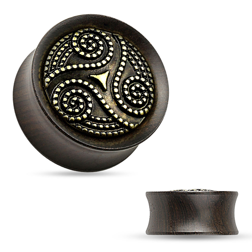 Dotted Tribal Swirl Ebony Wood Plug