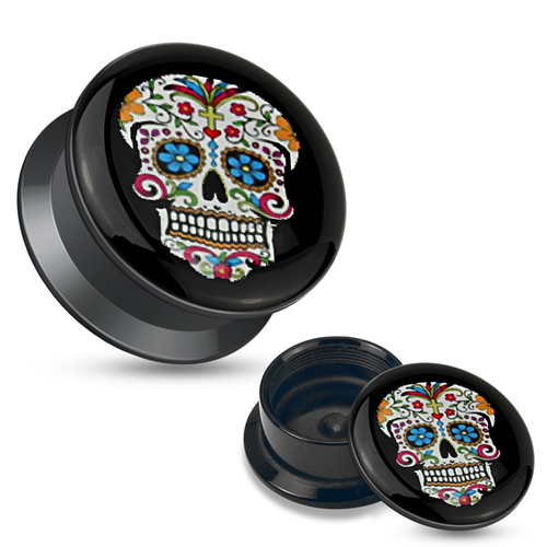 Black Acrylic Skull Plug