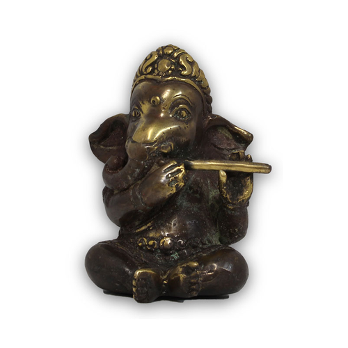 9cm Bronze Ganesha & Flute