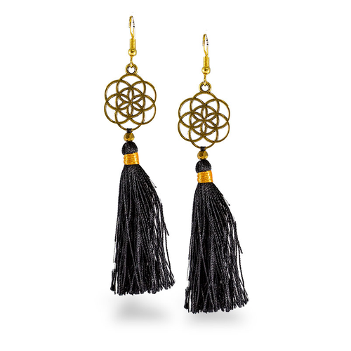 Flower of Life Tassel Earrings