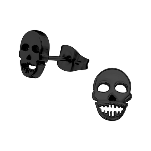 Black Plated Skull Studs