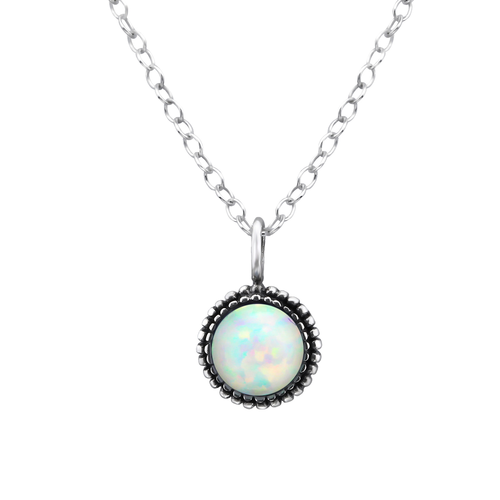 Sterling Silver and Opal Necklace