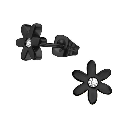 Black Flower Studs