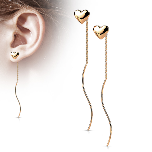 Stainless Heart Threader Earrings