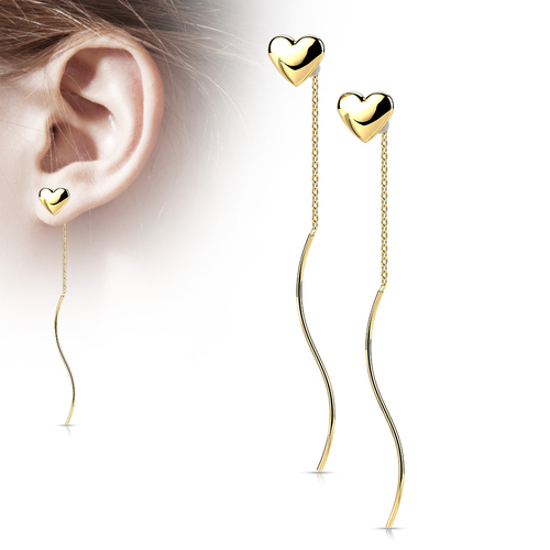 Stainless Heart Threader Earrings