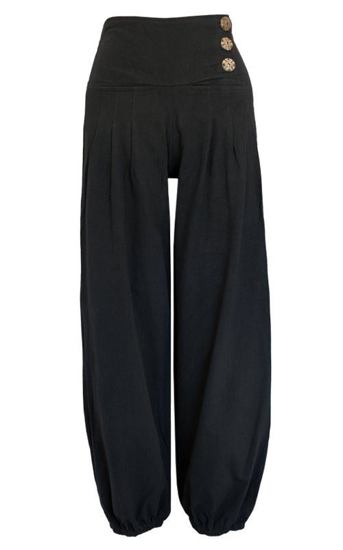 3/4 Button Detail Pant White