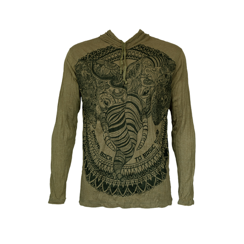 Mens Elephant Hooded Top