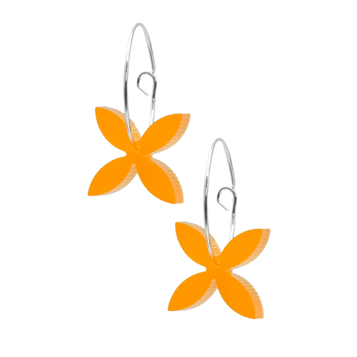 Acrylic Frangipani Hoop Earrings
