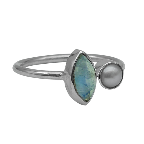Sterling Silver Double Gem Ring 