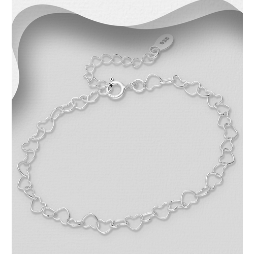 Silver Heart Link Bracelet