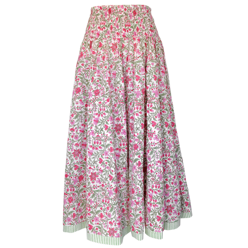 Cotton Block Print Skirt -  Single Colour