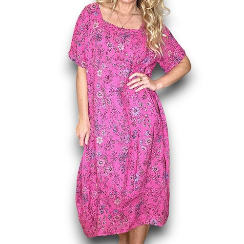 Graphic Bloom Mid Sleeve Maxi Dress - Helga May