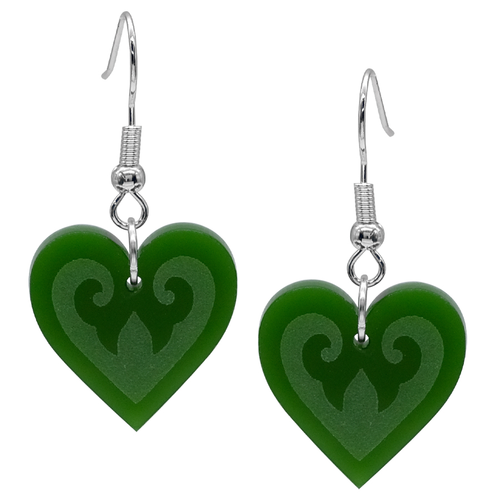 Acrylic Aroha Heart Hook Earrings