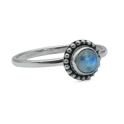 Sterling Silver Round Stone Ring