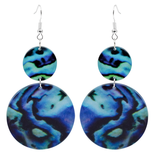 Acrylic Paua Double Round Earrings