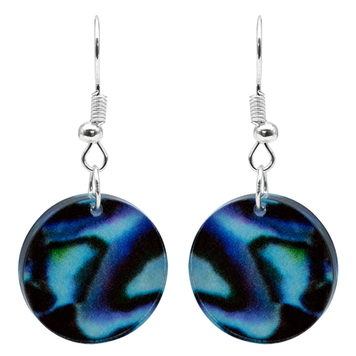 Acrylic Paua Small Round Earrings