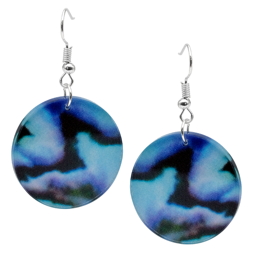 Acrylic Paua Medium Round Earrings