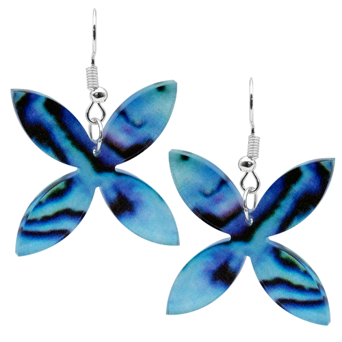 Acrylic Paua Tapa Flower Large Earrings