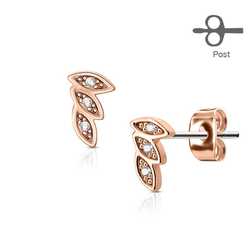 Pave Leaf Studs