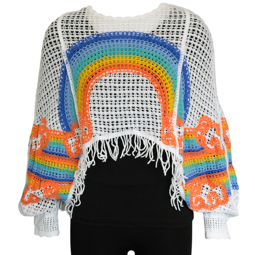 Crochet Rainbow Sleeved Poncho