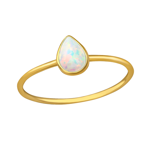 Gold and Opal Pear Ring