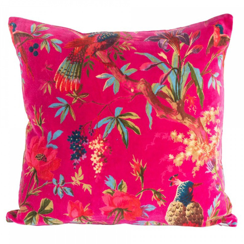 Paradise Hot Pink Velvet Cushion Cover with Inner