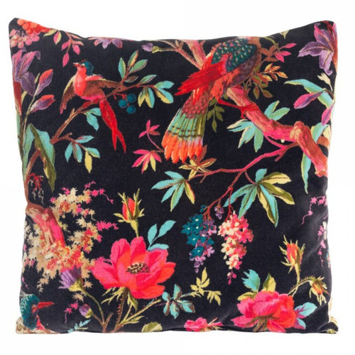 Paradise Black Velvet Cushion Cover with Inner