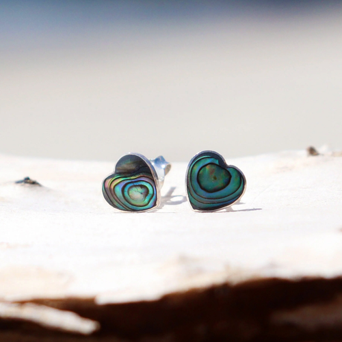 Heart Paua Stud - Little Taonga