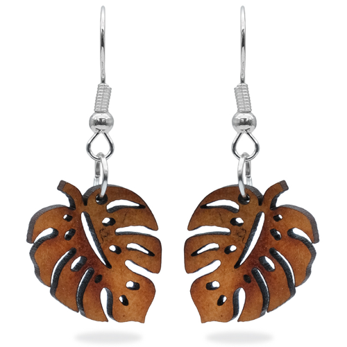 Acrylic Small Monstera Earrings