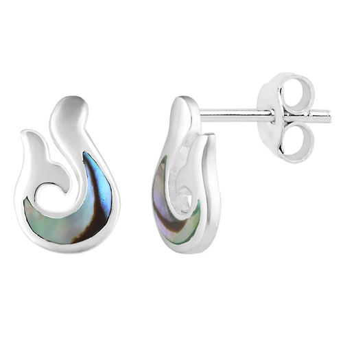 Sterling Silver Paua Hook Studs - Little Taonga