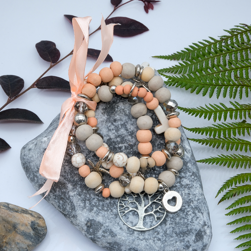 Wood & Stone Tree of Life  Charm Bracelet