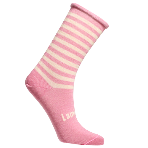 Merino Stripey Roll Top Crew - Lamington