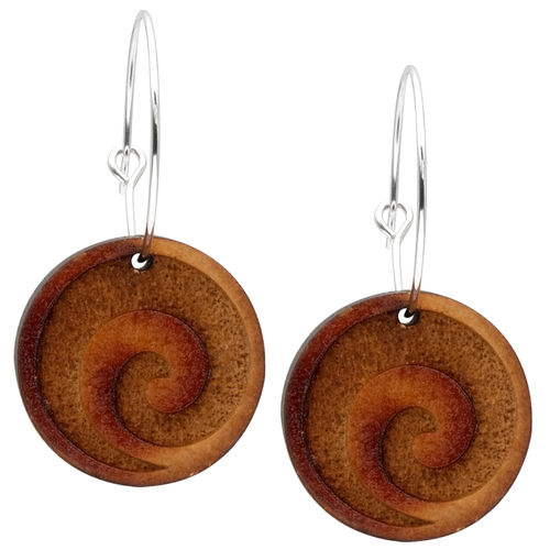 Acrulic Koru Engraved Earrings