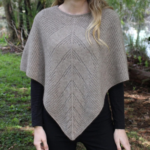 Possum Merino Leaf Lace Poncho - Lothlorian