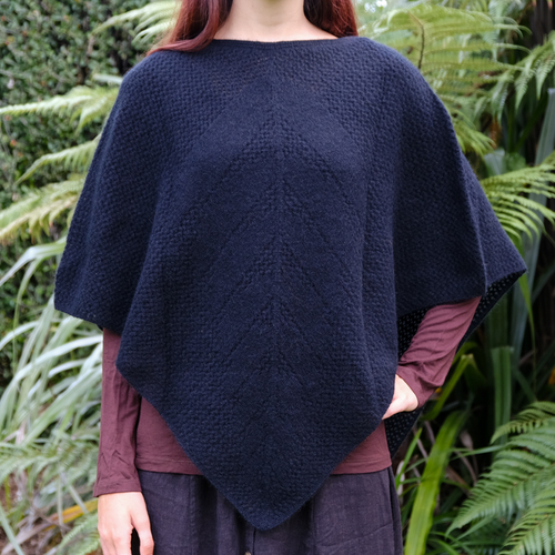 Possum Merino Leaf Lace Poncho - Lothlorian