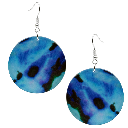 Acrylic Paua Round Large Earrings