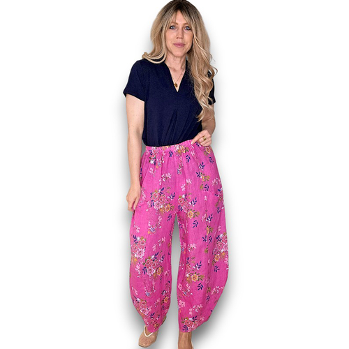 Wild Daisy Barrel Linen Pants - Helga May